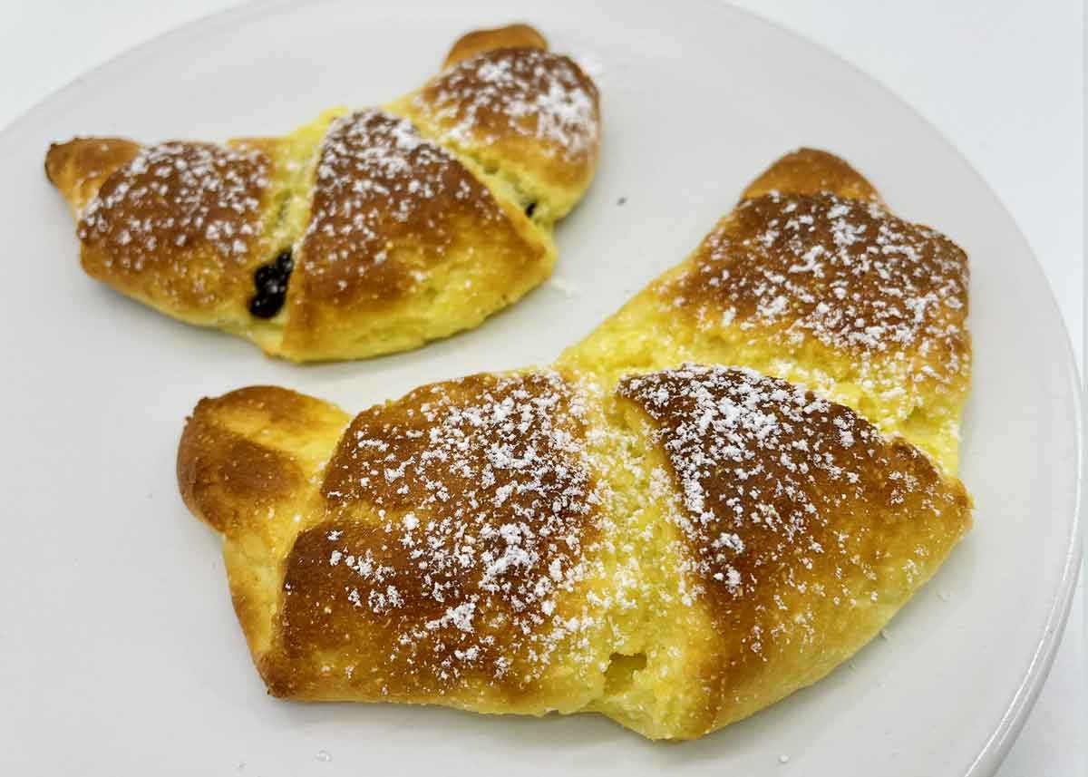 Schoko-Vanillepudding-Hörnchen