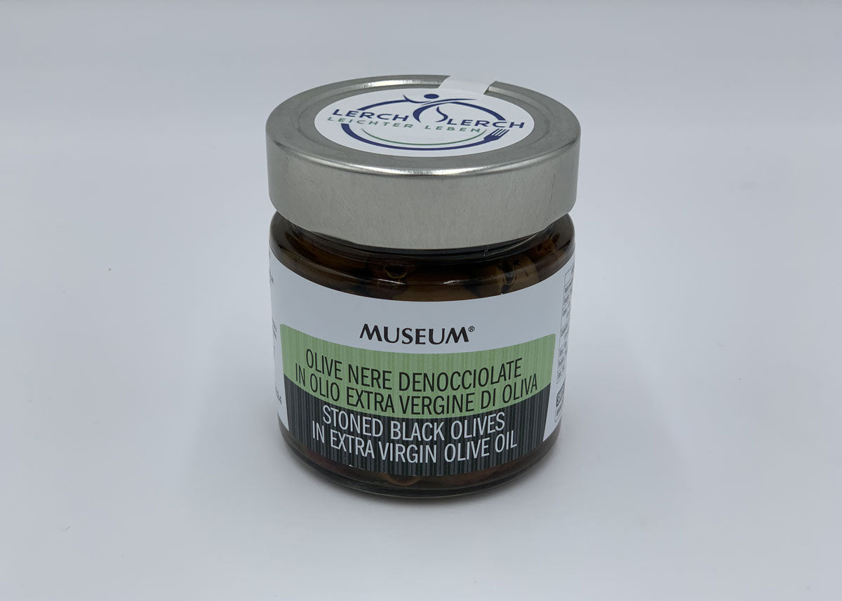 Schwarze entkernte Oliven in extra nativem Olivenöl - OLIVE NERE DENOCCIOLATE